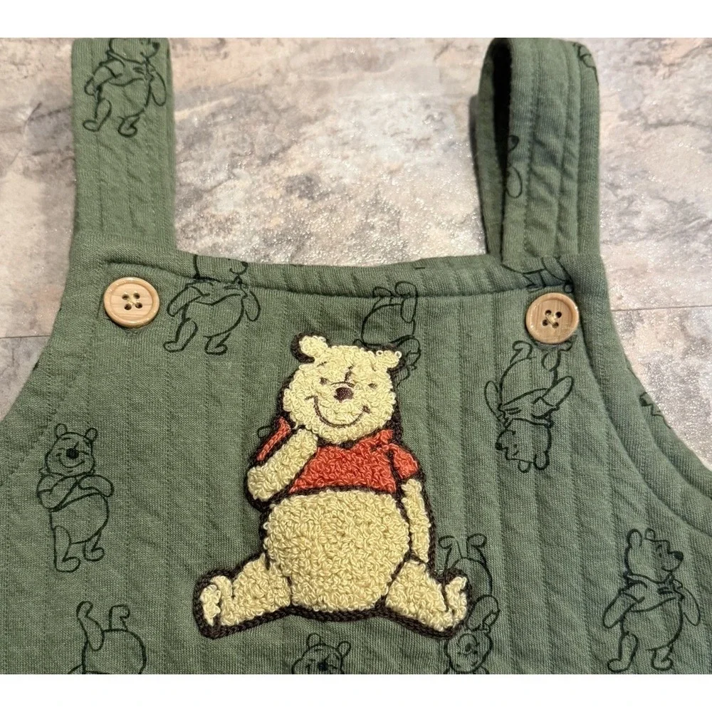 Disney Winnie the Pooh Overalls Green Classic Character Baby 18M Casual